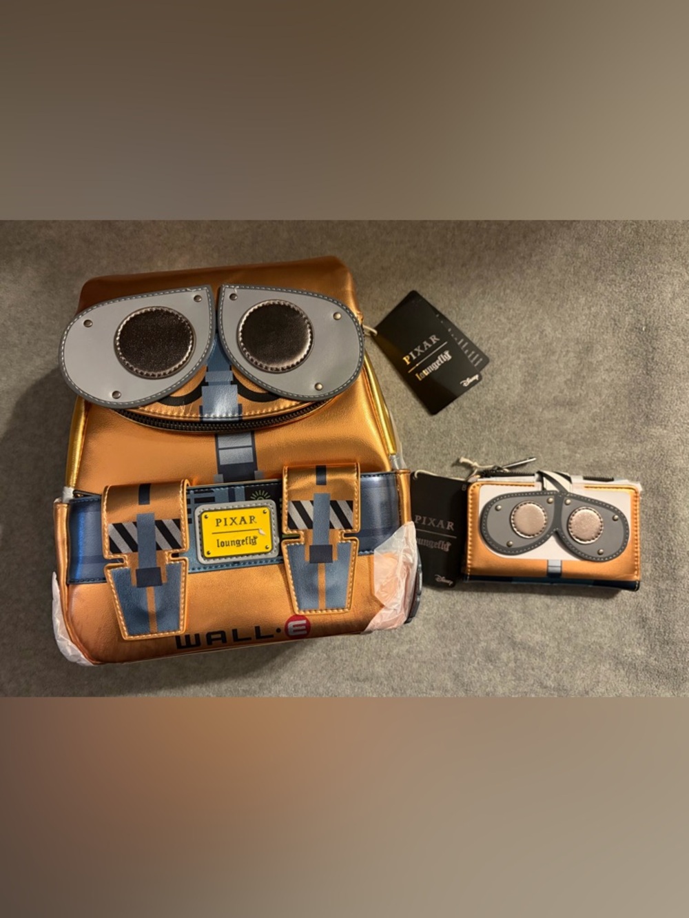 Loungefly Wall-E Figural Metallic Mini Backpack and Snap Wallet